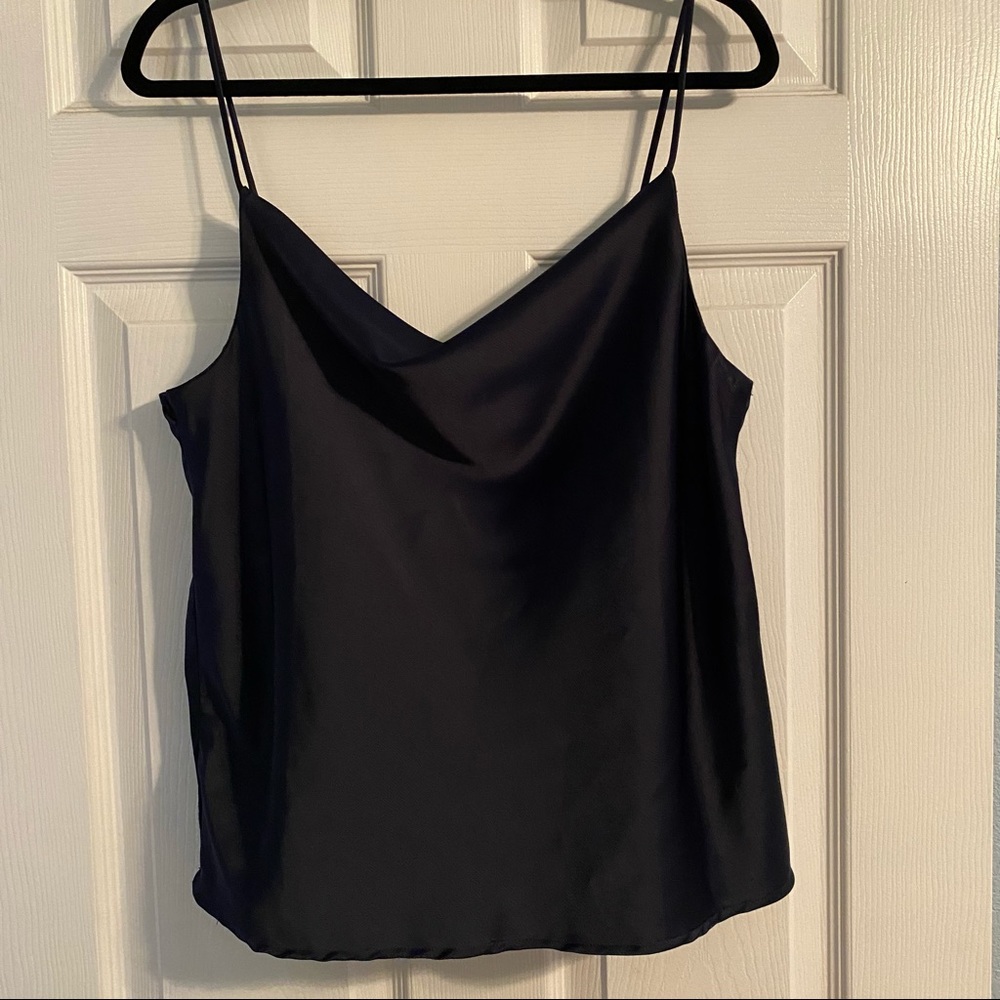 EUC Anthropologie Ro&D Navy Cowl Silky Camisole Textured Satin